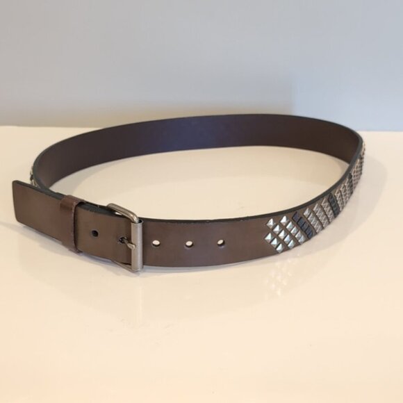 Kenneth Cole Studded Italian Leather Belt Mens Womens Unisex Wide 36/90 - Picture 2 of 16